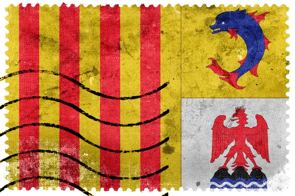프랑스, 프로방스 알프 코트 다쥐르, 오래 된 우표의 국기 — 스톡 사진