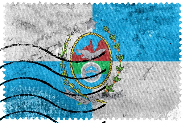 Bandeira do Estado do Rio de Janeiro, Brasil, antigo selo postal — Fotografia de Stock