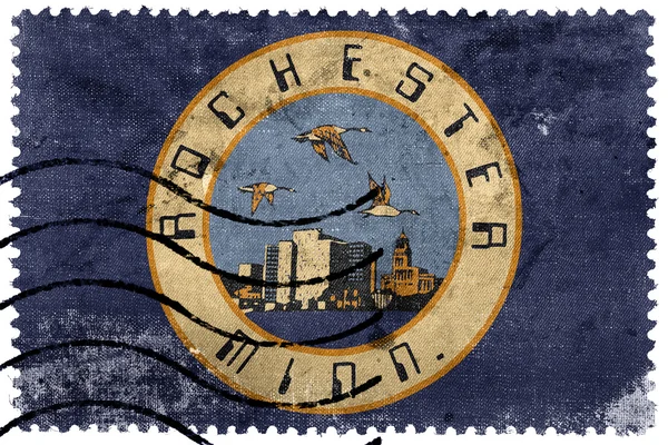 Flagga av Rochester, Minnesota, Usa, gamla frimärke — Stockfoto
