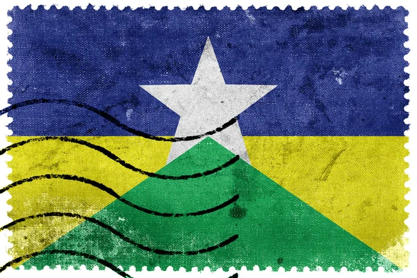 Vlag van de oude postzegel staat Rondônia, Brazilië, — Stockfoto