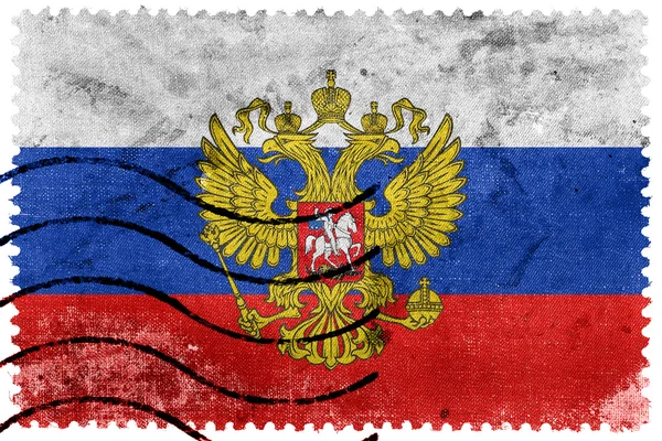 Flag of Russia with Coat of Arms, old postage stamp