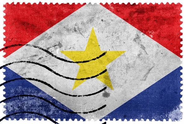 Bandera de Saba, Países Bajos, sello postal antiguo —  Fotos de Stock