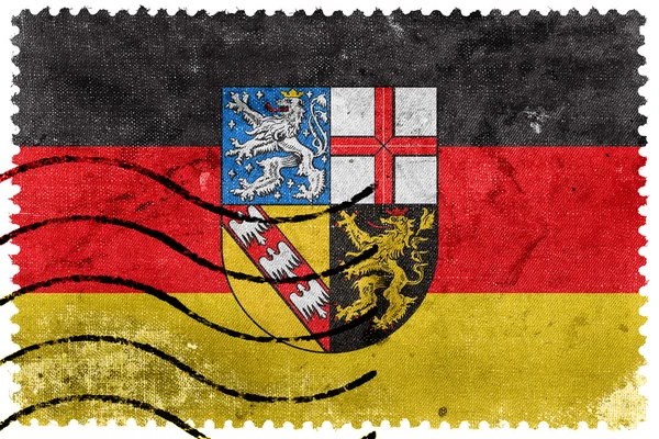 Bandeira do Sarre, Alemanha, antigo selo postal — Fotografia de Stock