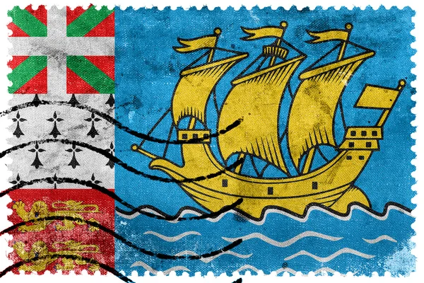 Flagga av Saint Pierre och Miquelon (inofficiella), gamla frimärke — Stockfoto