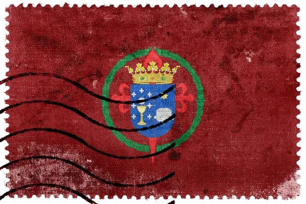 Bandeira de Santiago de Compostela, Espanha, antigo selo postal — Fotografia de Stock