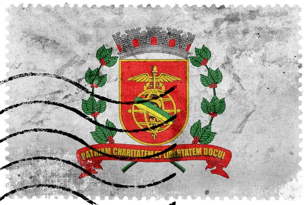 Santos, Sao Paulo, Brazília, régi postai bélyeg zászlaja — Stock Fotó