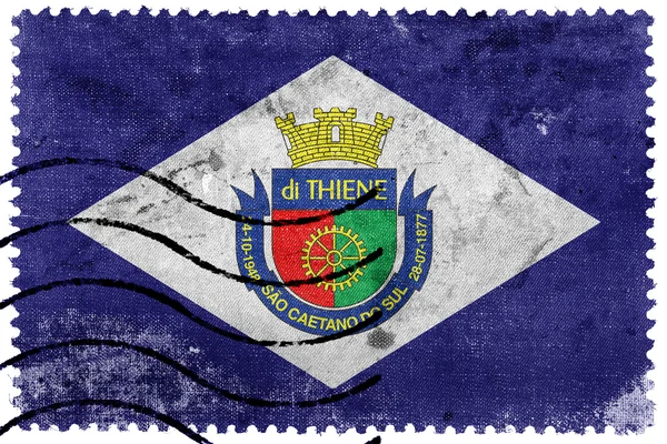Vlajka Sao Caetano, Sao Paulo, Brazílie, staré poštovní známka — Stock fotografie