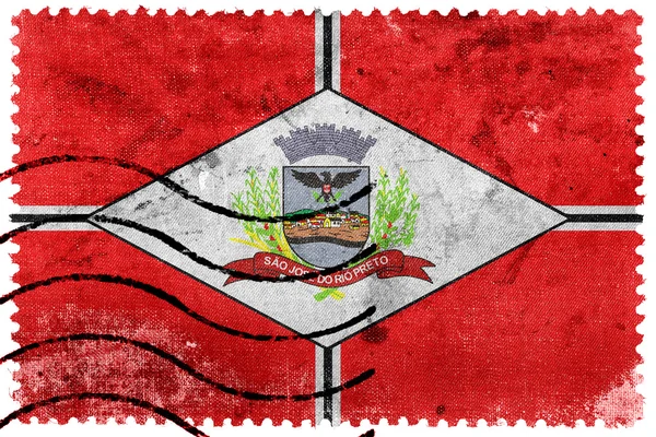 Sao Jose do Rio Preto, Brazília, régi postai bélyeg zászlaja — Stock Fotó