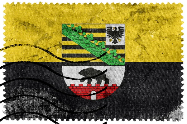 Flag of Saxony-Anhalt with Coat of Arms, Germany — Stock Photo, Image