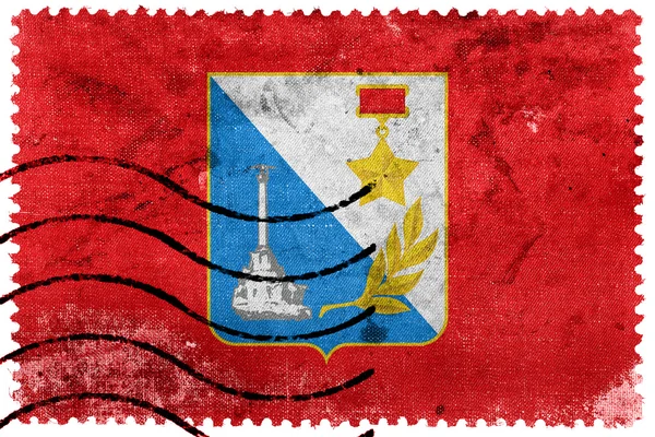 Vlag van Sevastopol, Ukraine, oude postzegel — Stockfoto