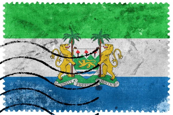 Bandera de Sierra Leona con Escudo de Armas, sello postal antiguo —  Fotos de Stock