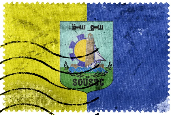 Bandera de Sousse, Túnez, sello postal antiguo — Foto de Stock