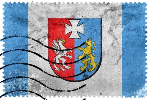 Bandeira da Voivodia Subcarpática, Polónia, antigo selo postal — Fotografia de Stock