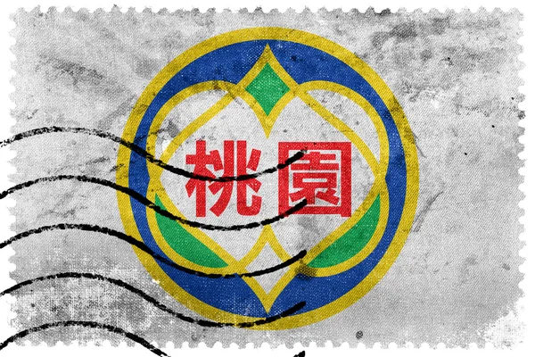 Flag of Taoyuan, Taiwan, old postage stamp — Stock Photo, Image