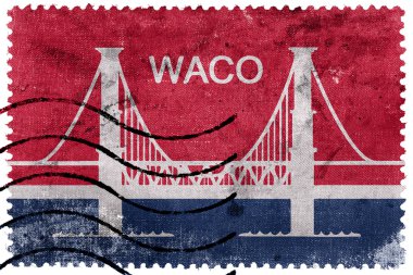 Flag of Waco, Texas, USA, old postage stamp clipart