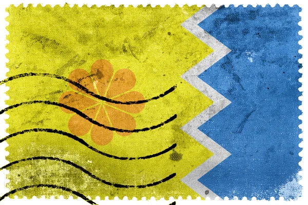 Flaga starych znaczków pocztowych w Vina del Mar, Chile, — Zdjęcie stockowe