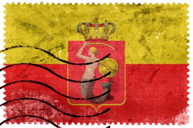 Varşova bayrağı kat, Polonya, eski posta pulu ile