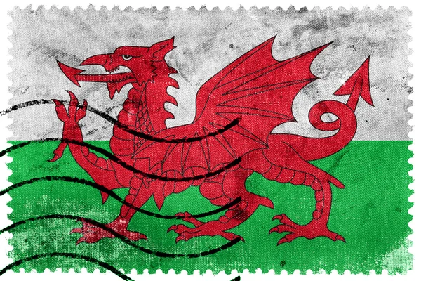 Flag of Wales, UK, old postage stamp — Stockfoto