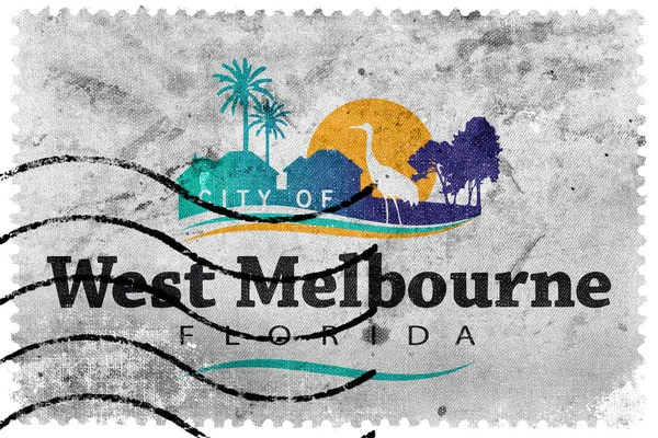 Bandeira de West Melbourne, Florida, USA, old postage stamp — Fotografia de Stock