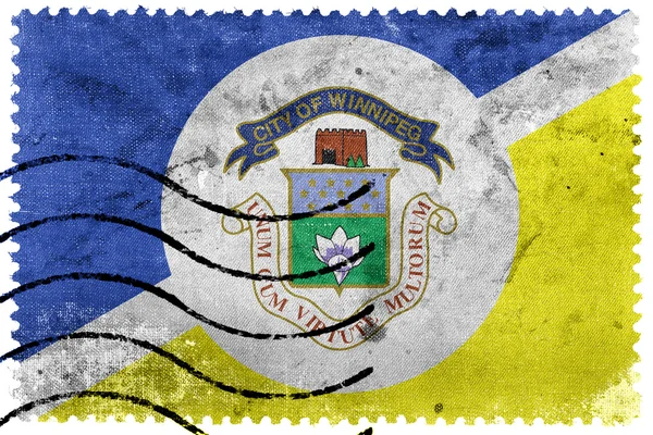 Flag of Winnipeg, Manitoba, Canada, old postage stamp — Stock fotografie