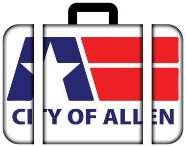 Allen, Texas, ABD bayrağı. Bavul simgesi