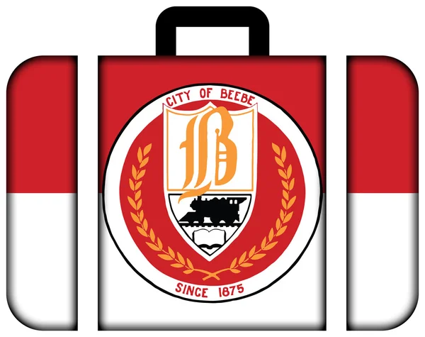 Flag of Beebe, Arkansas, USA. Suitcase icon — Stock Photo, Image