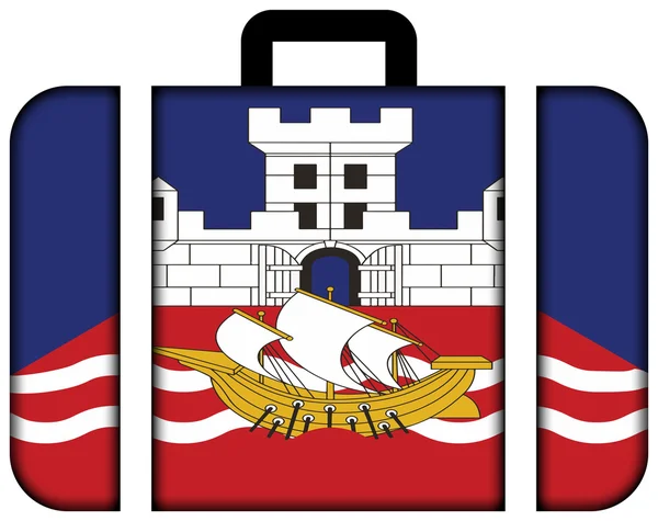 Flag of Belgrade, Serbia. Suitcase icon — Stock fotografie