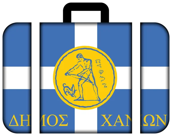Bandeira de Chania, Grécia. Ícone da mala — Fotografia de Stock