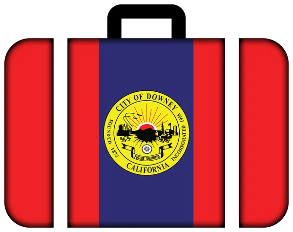 Flag of Downey, California, USA. Suitcase icon — Stock Photo, Image