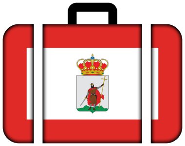 Gijon, İspanya bayrağı. Bavul simgesi