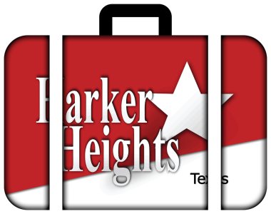 Harker Heights, Texas, ABD bayrağı. Bavul simgesi