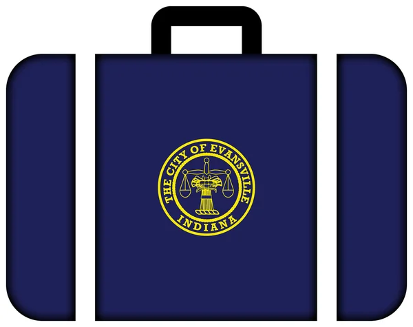 Bandera de Evansville, Indiana, EE.UU. Icono de la maleta — Foto de Stock