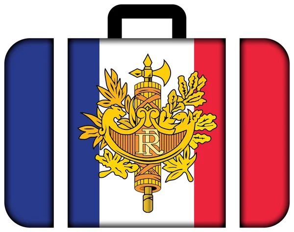 Drapeau de France avec emblème national. Icône valise — Photo