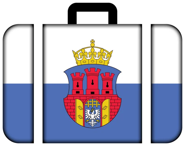 Bandera de Cracovia con Escudo de armas, Polonia. Icono de la maleta —  Fotos de Stock