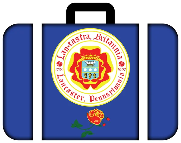 Flag of Lancaster, Pennsylvania, USA. Suitcase icon — Stock fotografie