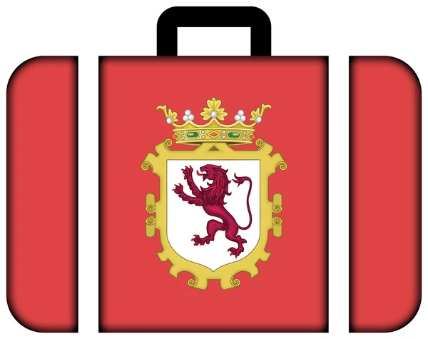 Bandeira de Leon, Espanha. Ícone da mala — Fotografia de Stock