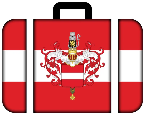 Flag of Leuven with Coat of Arms, Belgium. Suitcase icon — Stock Photo, Image