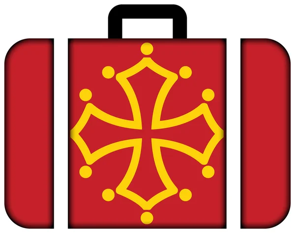 Flag of Midi-Pyrenees Region, France. Suitcase icon — Φωτογραφία Αρχείου