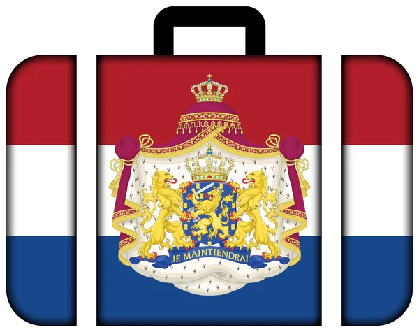 Flag of Netherlands with Coat of Arms. Suitcase icon — Stock Photo, Image