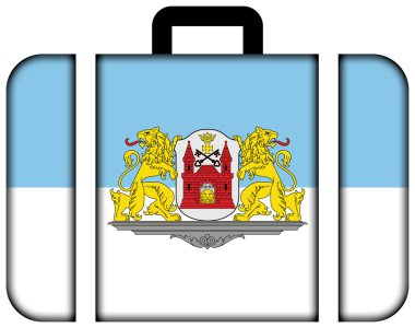 Riga, Letonya bayrağı. Bavul simgesi