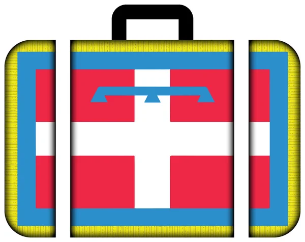 Flag of Piedmont Region, Italy. Suitcase icon — Stock Photo, Image