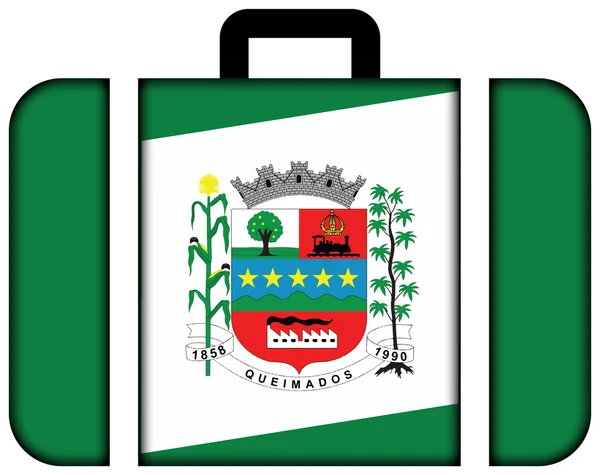 Flag of Queimados, Brazil. Suitcase icon — Stock Photo, Image