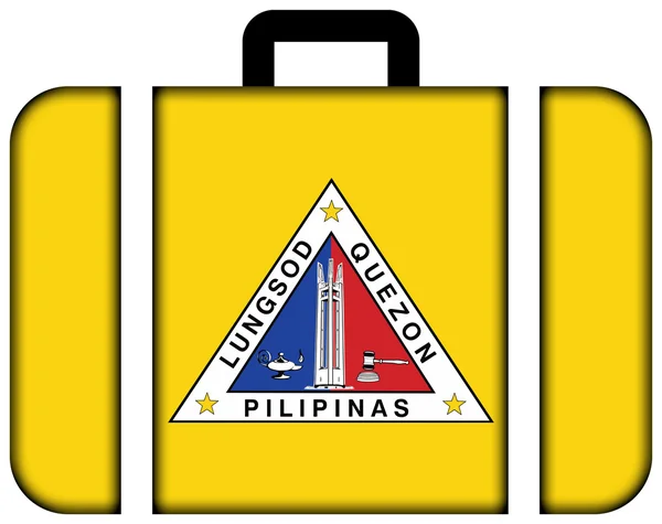 Bandeira de Quezon City, Filipinas. Ícone da mala — Fotografia de Stock