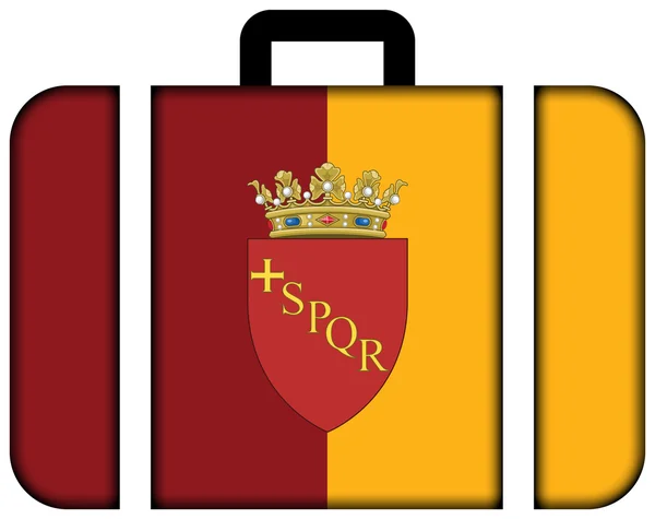 与徽章，意大利的罗马旗帜。手提箱图标 — 图库照片