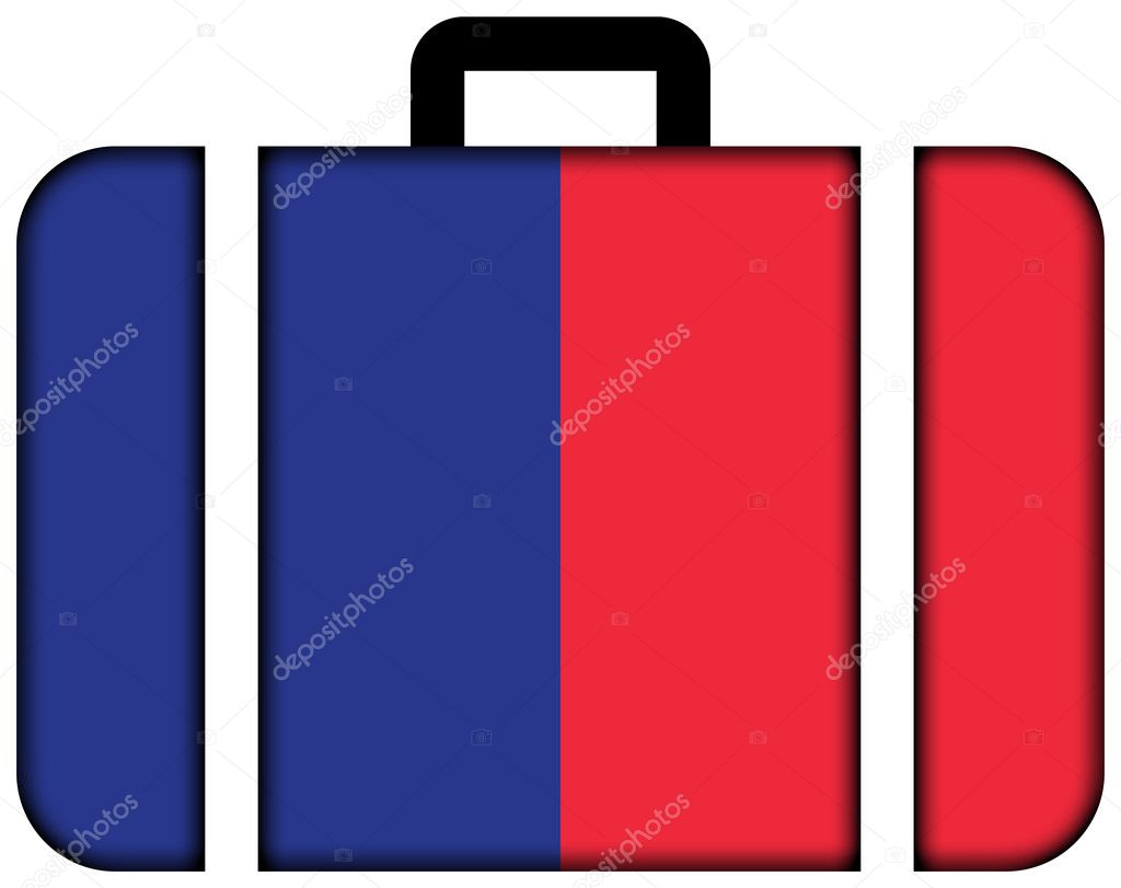 Flag of Paris, France. Suitcase icon