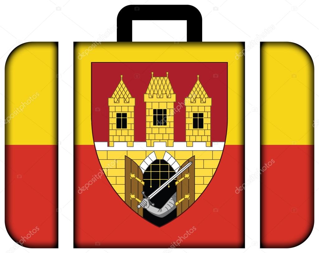 Flag of Prague with Coat of Arms (Escutcheon only), Czechia
