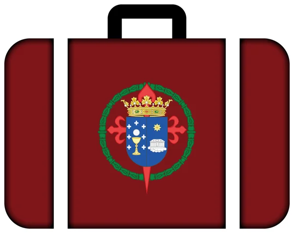 Vlajka Santiago de Compostela, Španělsko. Kufr ikona — Stock fotografie