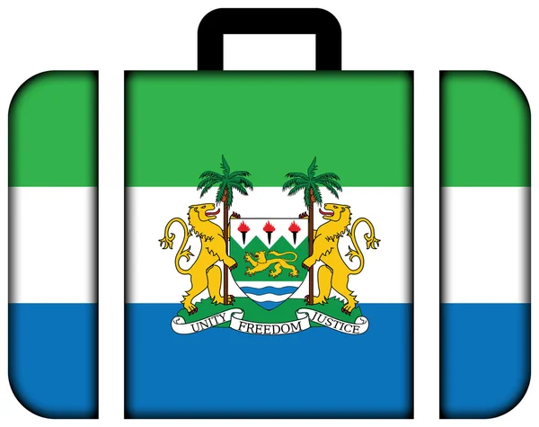 Vlajka Sierra Leone s erbem. Kufr ikona — Stock fotografie