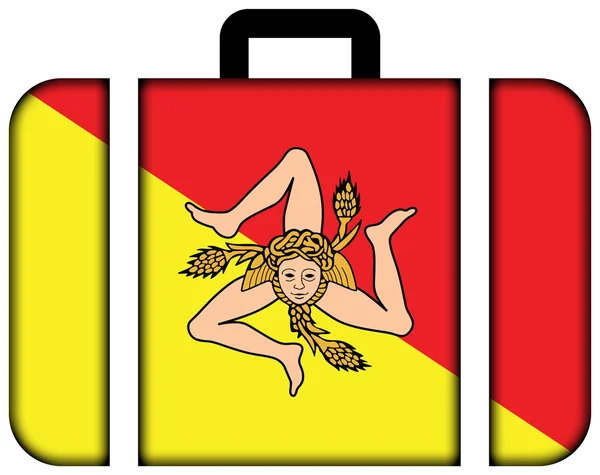 Flag of Sicily Region, Italy. Suitcase icon