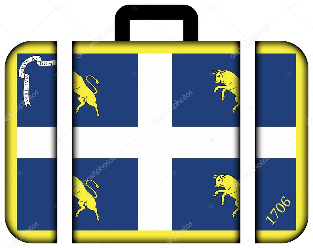 Flag of Turin, Italy. Suitcase icon